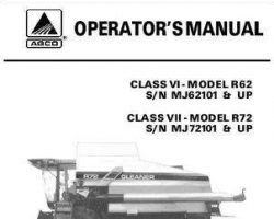 Gleaner 71389037 Operator Manual - R62 / R72 Combine (eff sn MJxx101, 2000)