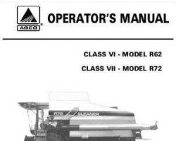 Gleaner 71391603 Operator Manual - R62 / R72 Combine (eff sn HKxx101, 2001)