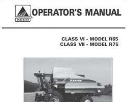 Gleaner 71395195 Operator Manual - R65 / R75 Combine (eff sn HMxx101, 2003)