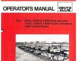 Allis Chalmers 71509020 Operator Manual - 23-25-2600 Harrow / 12-13-1400 Cultivator / 1600 Plow (coil tine)