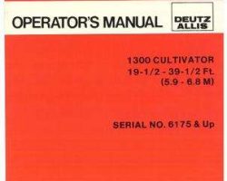 Allis Chalmers 71510255 Operator Manual - 1300 Cultivator (wing, 19.5 - 39.5 ft, eff sn 6175)