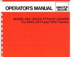 Deutz Allis 71510492 Operator Manual - 465 Loader