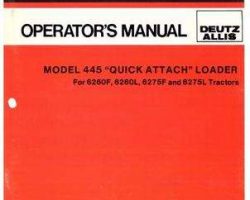 Deutz Allis 71510500 Operator Manual - 445 Loader