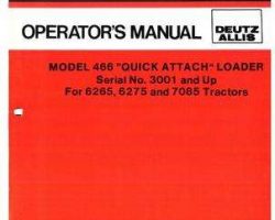 Deutz Allis 71510965 Operator Manual - 466 Loader