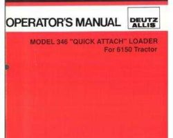 Deutz Allis 71511057 Operator Manual - 346 Loader