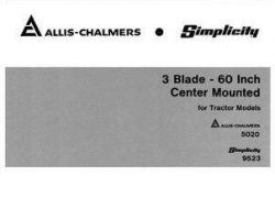 Allis Chalmers 71664307 Operator Manual - 3 Blade 60 In Mower (center mount for 5020 tractor)