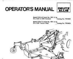 Deutz Allis 72118220 Operator Manual - RGM60 / RGM72 Mower