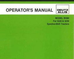 Deutz Allis 72118585 Operator Manual - BH80 Backhoe Attachment