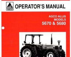 AGCO Allis 72200445 Operator Manual - 5670 / 5680 Tractor (prior sn 1500)