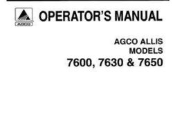 AGCO Allis 72200447 Operator Manual - 7600 / 7630 / 7650 Tractor