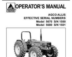 AGCO Allis 72201413 Operator Manual - 5670 / 5680 Tractor (eff sn 1501)
