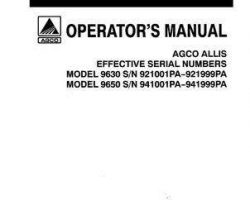 AGCO Allis 72506797 Operator Manual - 9630 / 9650 Tractor (sn xx1001 - xx1500)