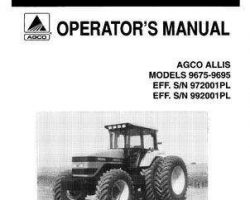 AGCO Allis 72511979 Operator Manual - 9675 (eff sn 972001) / 9695 (eff sn 992001) Tractor