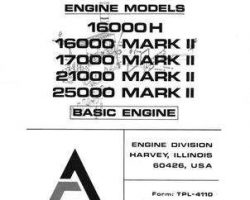 Allis Chalmers 74395612 Parts Book - 16000H / 16000-25000 Mark II Harvey Engine (basic engine portion)