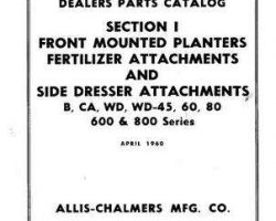 Allis Chalmers 79003106 Parts Book - Front Mount Planter (& fertilizer & side dresser attachments)