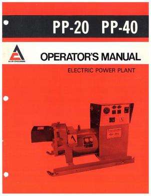 AGCO Allis 79005005 Operator Manual - PP20 / PP40 Electric Power Plant
