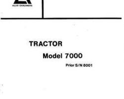 Allis Chalmers 79006102 Parts Book - 7000 Tractor (prior sn 8001)