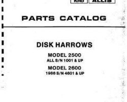 Allis Chalmers 79008401 Parts Book - 2500 Disc (all) / 2600 Disc (s/n 4575 and up)