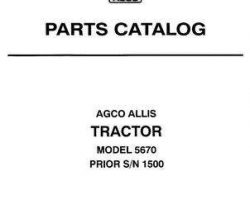 AGCO Allis 79016693 Parts Book - 5670 Tractor (prior sn 1500, 1995)