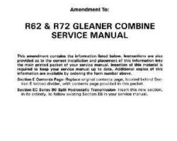 Gleaner 79017046 Service Manual - R62 / R72 Combine (90 series hydrostat section update)