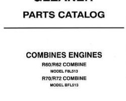 Gleaner 79017107 Parts Book - R60 / R62 / R70 / R72 Combine Engine (B/FL513 air cooled)