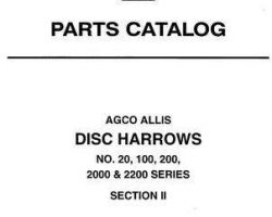 Allis Chalmers 79017428 Parts Book - 20 / 100 / 200 / 2000 / 2200 Series Disc (8.5, 10, 11, & 12 ft)