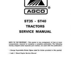 AGCO 79019398 Service Manual - ST35 / ST40 Compact Tractor (prior sn 'L') (packet)