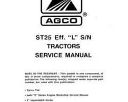 AGCO 79019487B Service Manual - ST25 Compact Tractor (eff sn 'L') (packet)