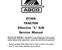 AGCO 79021617 Service Manual - ST30X Compact Tractor (std trans, eff sn 'L') (packet)