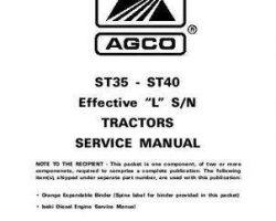 AGCO 79021618 Service Manual - ST35 / ST40 Compact Tractor (eff sn 'L') (packet)