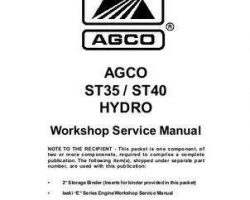 AGCO 79023088 Service Manual - ST35 / ST40 Compact Tractor (hydro, eff sn 'L') (packet)