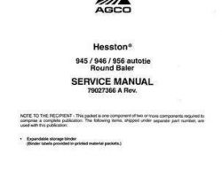 Hesston 79027366A Service Manual - 945 / 946 / 956 Round Baler (Auto-Tie) (packet)