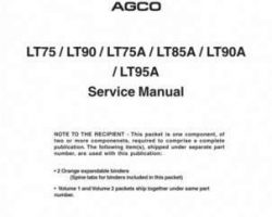 AGCO 79032879A Service Manual - LT75 / LT90 / LT75A / LT85A / LT90A / LT95A Tractor (packet)