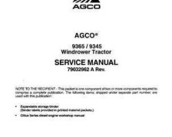 AGCO 79032962A Service Manual - 9345 / 9365 Windrower (2008)