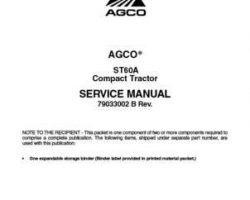 AGCO 79033002B Service Manual - ST60A Compact Tractor