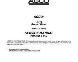 AGCO 79034148A Service Manual - 1745 Round Baler (eff sn AHR02235) (assembly)