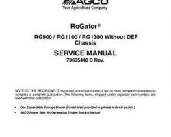 Ag-Chem 79035448C Service Manual - RG900 / RG1100 / RG1300 RoGator (chassis w/o DEF, 2013)(packet)