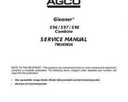 Gleaner 79036980A Service Manual - S96 / S97 / S98 Combine (assembly)