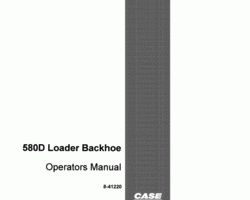 Case Loader backhoes model 580D Operator's Manual