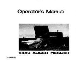 Hesston 8082521 Operator Manual - 6450 Auger Header (sn 650 to 1424)