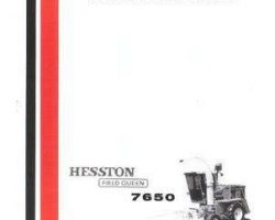 Hesston 8083321 Operator Manual - 7650 Field Queen Forage Harvester (s/n 800 and later)