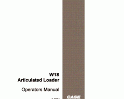 Case Wheel loaders model W18 Operator's Manual