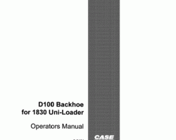 Case Skid steers / compact track loaders model D100 Operator's Manual