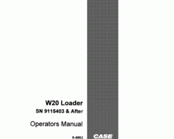 Case Wheel loaders model W20 Operator's Manual
