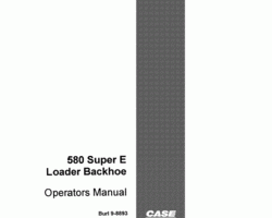 Case Loader backhoes model 580E Operator's Manual