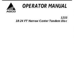 AGCO 997457ABC Operator Manual - 1233 Disc (narrow center, tandem, 18 - 24 ft)