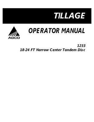 AGCO 997457ABC Operator Manual - 1233 Disc (narrow center, tandem, 18 - 24 ft)