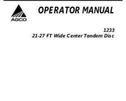 AGCO 997460ABC Operator Manual - 1233 Disc (wide center, tandem, 21 - 27 ft)