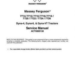 Massey Ferguson 7700 Series Tactor Service Manual Packet