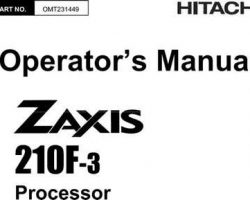 Operators Manuals for Hitachi Zaxis-3 Series model Zaxis210f-3 Processors